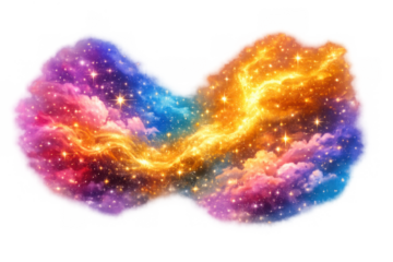 Expanding nebula in deep space with colorful gas clouds and bright stars creating an cosmic infinity effect