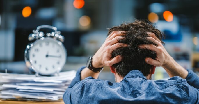 Stressful Deadline Pressure: Man Faces Conflict and Anxiety in Busy Office Environment
