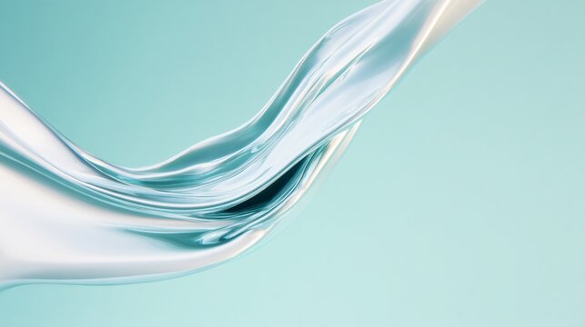 surreal 3d abstract background, flowing liquid jelly waves, translucent icy blue and mint colors, glossy squishy texture, studio lighting