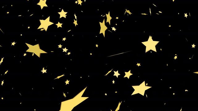 shooting stars rather quickly 2d animation on transparent background, seamless looping winning, fortune, and entertainment with bright lights