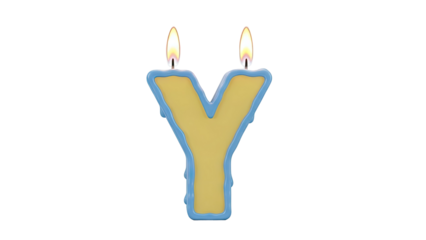 Letter Y Birthday Candle with Flames