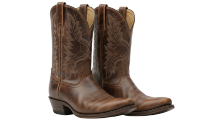Brown cowboy boots with detailed stitching designed for western wear and country style used for casual and formal occasions