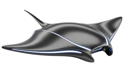 Manta ray design model displayed on white background during exhibition showcasing marine life concepts