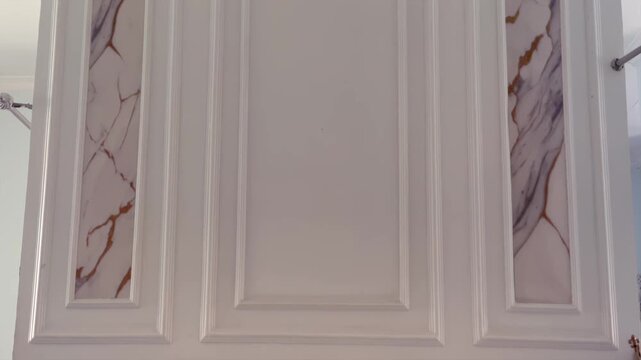 Elegant wall paneling with luxury marble stone inlay for home decoration