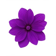 Fototapeta premium A brightly lit neon purple psychedelic flower with extreme forced perspective, isolated against a clean white backdrop for digital design, artificial, violet, surreal