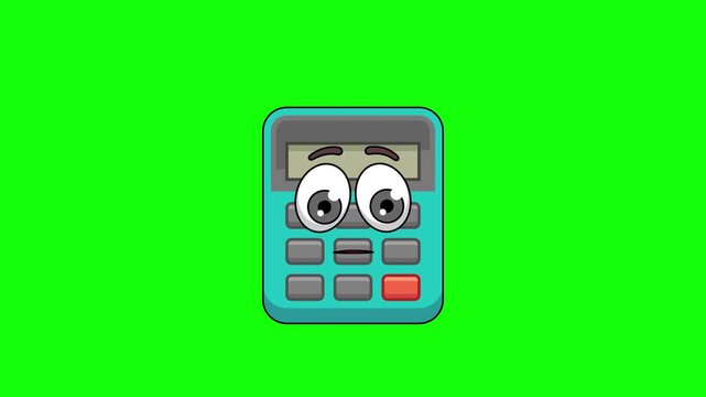 calculator character with a raised eyebrow, skeptic's face