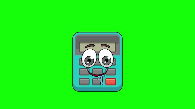 calculator cartoon with a drooling face, emoticon animation