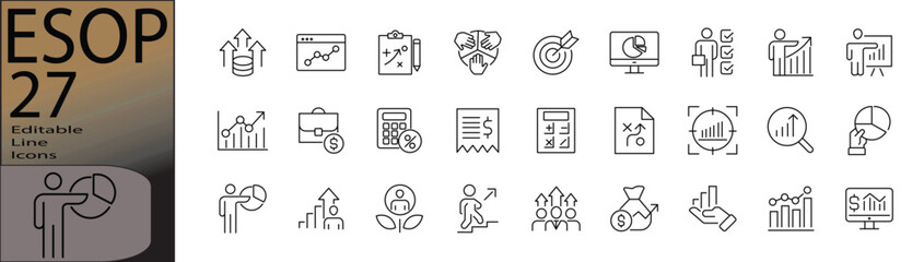 Esop line editable icon set. Editable stroke. Vector illustration.
