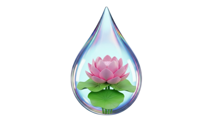 Lotus flower inside a water droplet