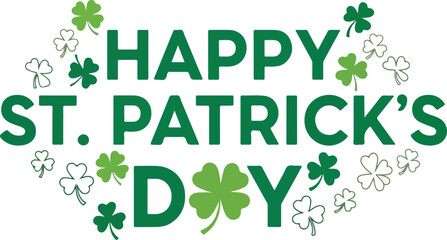 Celebrating St. Patrick's Day with shamrocks arranged in a festive circular pattern around the greeting on a vibrant green background