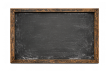 Empty blackboard with a rustic wooden frame and transparent background, providing versatile copy space for your messages
