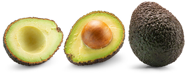 Avocado isolated on white background. Clipping path. Full depth of field.