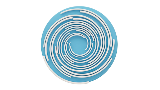 Blue circle with white swirling lines - Powered by Adobe