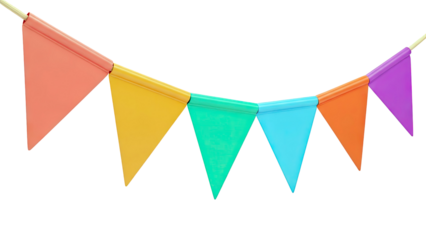 Colorful Triangle Bunting on White Background