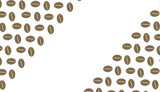 Coffee Bean Seamless Pattern. Hand Drawn Doodle Background. Minimal Line Art Texture. Organic Food Vector Design
