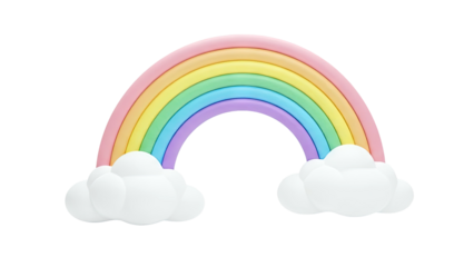 Pastel Rainbow with Clouds 3D Render