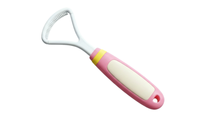Pink and White Tongue Scraper with Yellow Accent