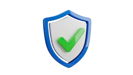 3D Shield with Green Checkmark