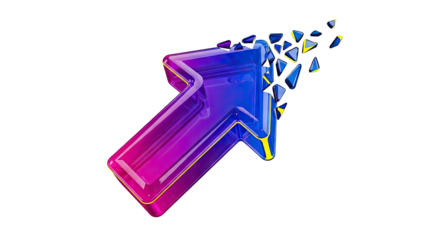 3D Arrow Fragmenting into Pieces