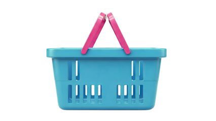 Blue Shopping Basket with Pink Handles