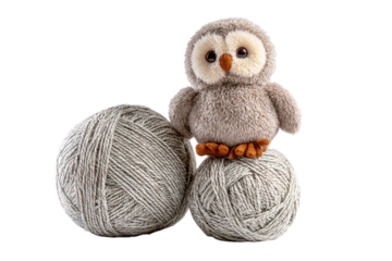 Plush Owl on Yarn Balls