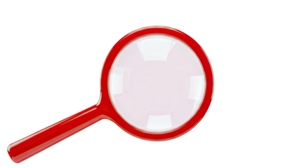 Red Magnifying Glass on White Background