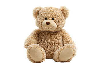 Obraz premium Fluffy Beige Teddy Bear on White Background