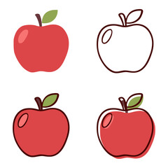 Cute and Simple Hand-Drawn Apple Illustration Set