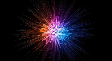 Fototapeta premium A powerful burst of kinetic energy expanding outward from a central point, showing abstract stress and volatile, uncontrolled emotion, confliction, frustration, blast