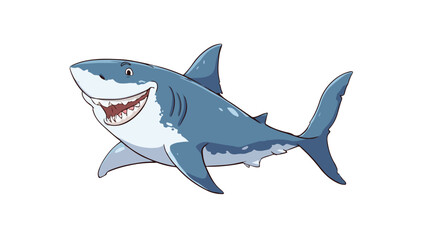 Obraz premium Playful Shark Character in Smiling Pose with Outline, Vector Illustration