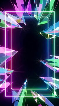 Vibrant Neon Frames With Geometric Light Effects.