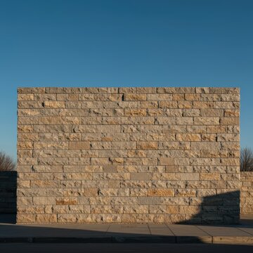 Massive outdoor sign constructed from weathered, textured stone blocks, forming a durable, permanent architectural display structure, masonry, installation, exterior