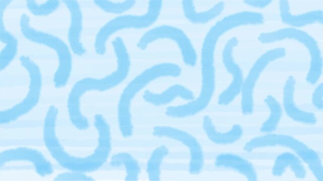 Wiggly hand drawn blue doodle curvy lines pattern watercolor paint background 