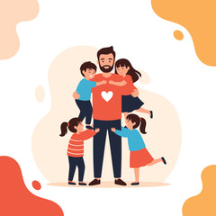 Happy Family with Father and Children Playing.