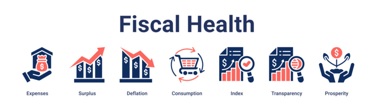 Fiscal Health banner web icon vector illustration concept for business with icon of Expenses, Surplus, Deflation, Consumption, Index, Transparency.