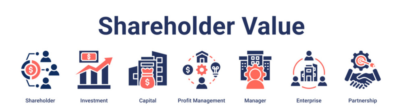 Shareholder Value banner web icon vector illustration concept for business with icon of Shareholder, Investment, Capital, Profit Management, Manager, Enterprise.