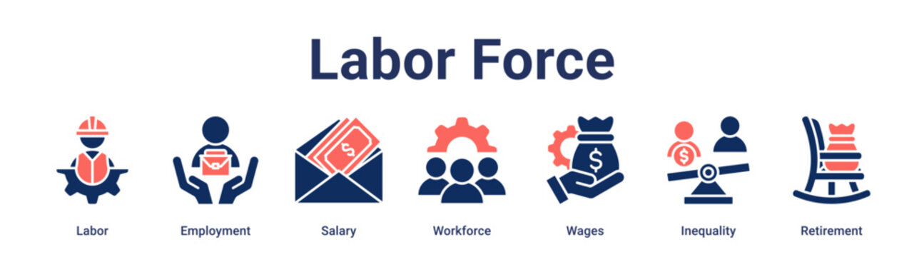 Labor Force banner web icon vector illustration concept for business with icon of Labor, Employment, Salary, Workforce, Wages, Inequality.