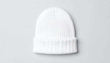Fototapeta premium White winter beanie hat mockup on light grey background