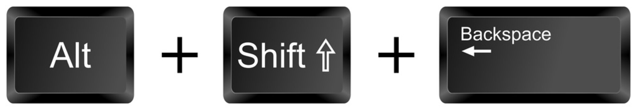 Alt Shift Backspace keyboard shortcut keys isolated on white background
