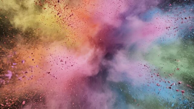 Colorful powder explosion on black background