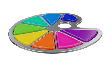 Artist's paint palette with colorful wells