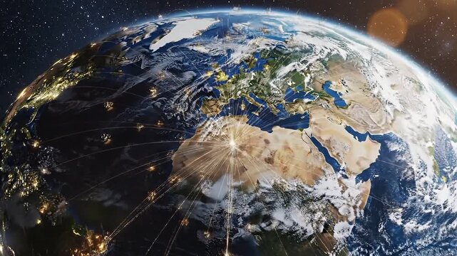Global Network Connectivity Earth from Space.