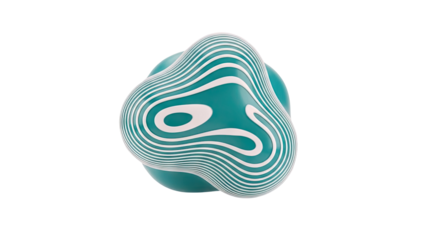 Abstract Organic Shape with Teal and White Swirls