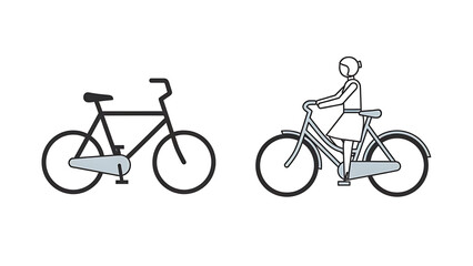 Naklejka premium Illustrations of a standard bicycle and a person riding a bicycle for cycling or transportation themes