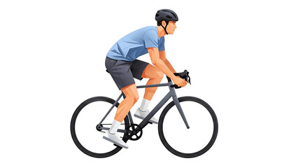 Obraz premium Dynamic illustration of a male cyclist in athletic gear, actively riding a modern road bicycle, embodying fitness, outdoor activity, and a healthy lifestyle