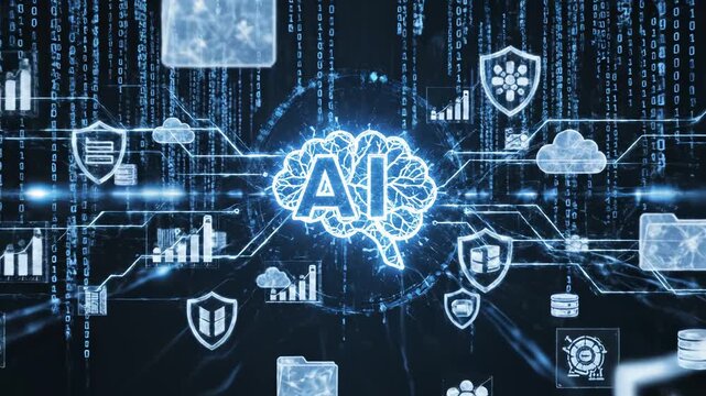 AI technology and digital icons