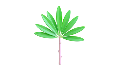 Stylized green plant with fan-shaped leaves on white background