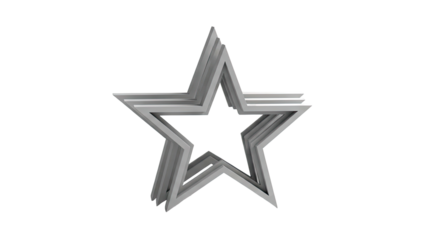 Stacked Gray Star Outlines on White Background