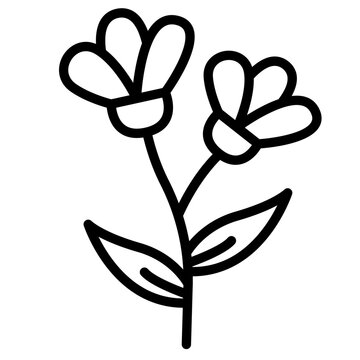 Twin flower stem doodle presenting two blooms growing together on one stem.