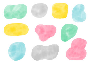 手描きあしらいセット　水彩　流体シェイプ　カラフル